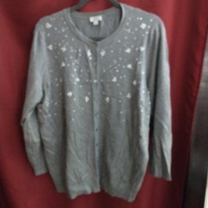 Gray Button Down Cardigan w/ Sequin Detail 18/20W